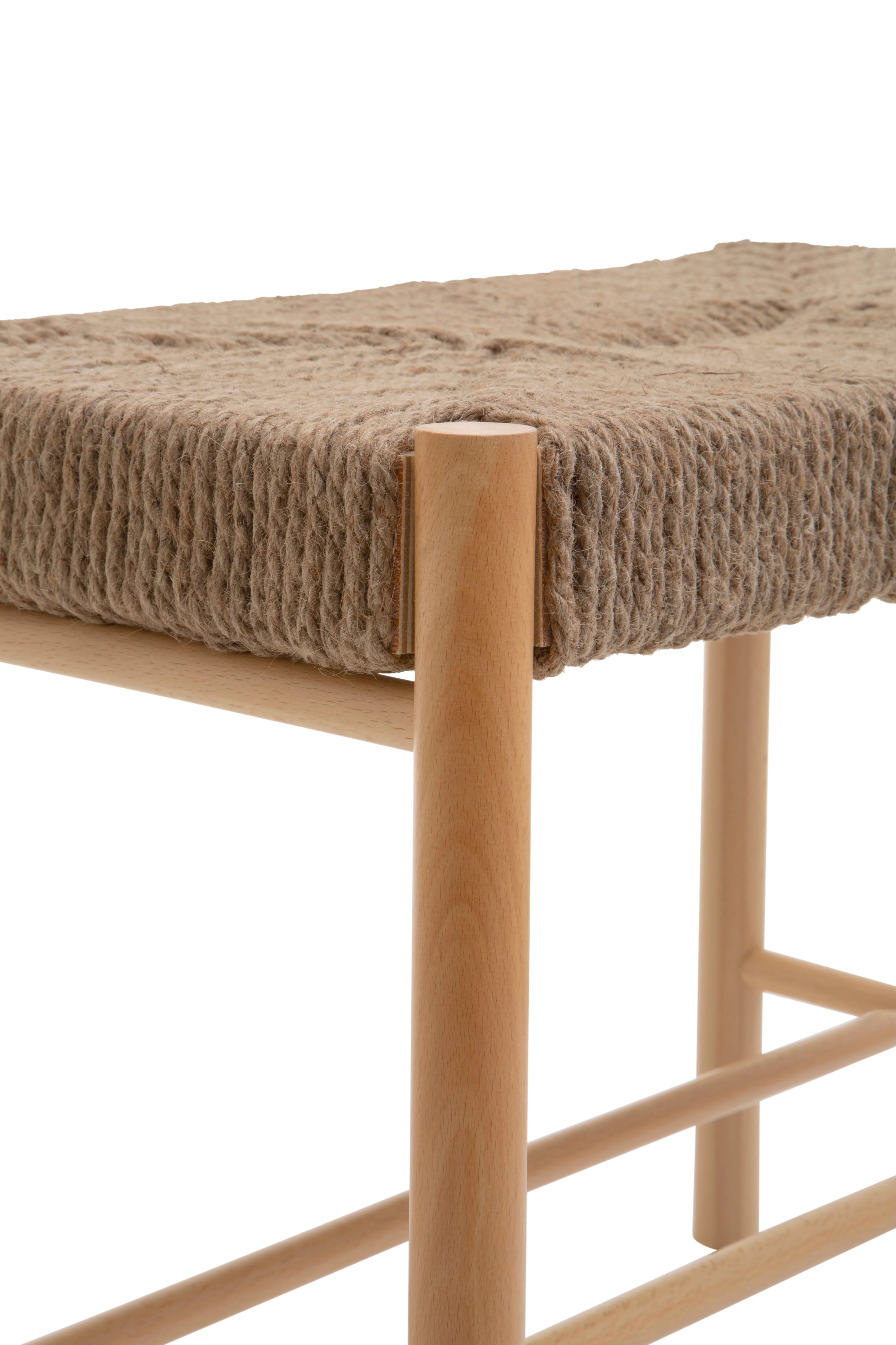 Cleets Natural Wood & Woven Rope Bench | Small